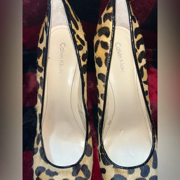 Calvin Klein ‘Kendall’ Faux Fir Leopard Heels, SZ 8M